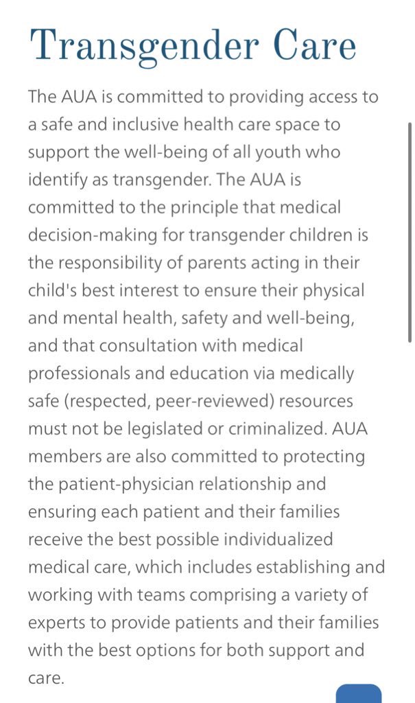 This statement from @AmerUrological shows a true commitment towards supporting #TransHealth 🙏 auanet.org/about-us/polic…