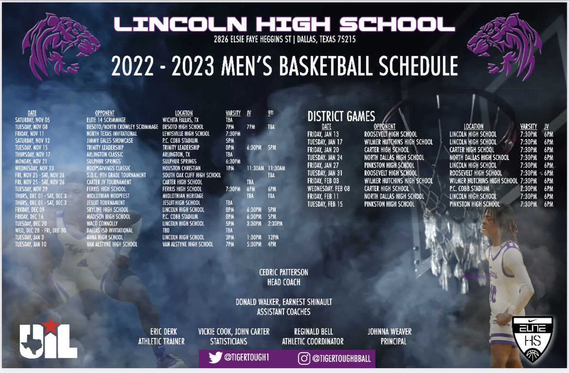 Tigertough1's tweet photo. 🚨2022-2023 Varsity Schedule 🚨 ⁦@CoachCedP⁩ ⁦@ballout_spank⁩ ⁦@LHS5PS⁩ ⁦@byroneatonjr1⁩ ⁦@1dhawk⁩ ⁦@GardnerTristia1⁩ ⁦@Montrellhorner1⁩ https://t.co/wLIQm8q8QJ