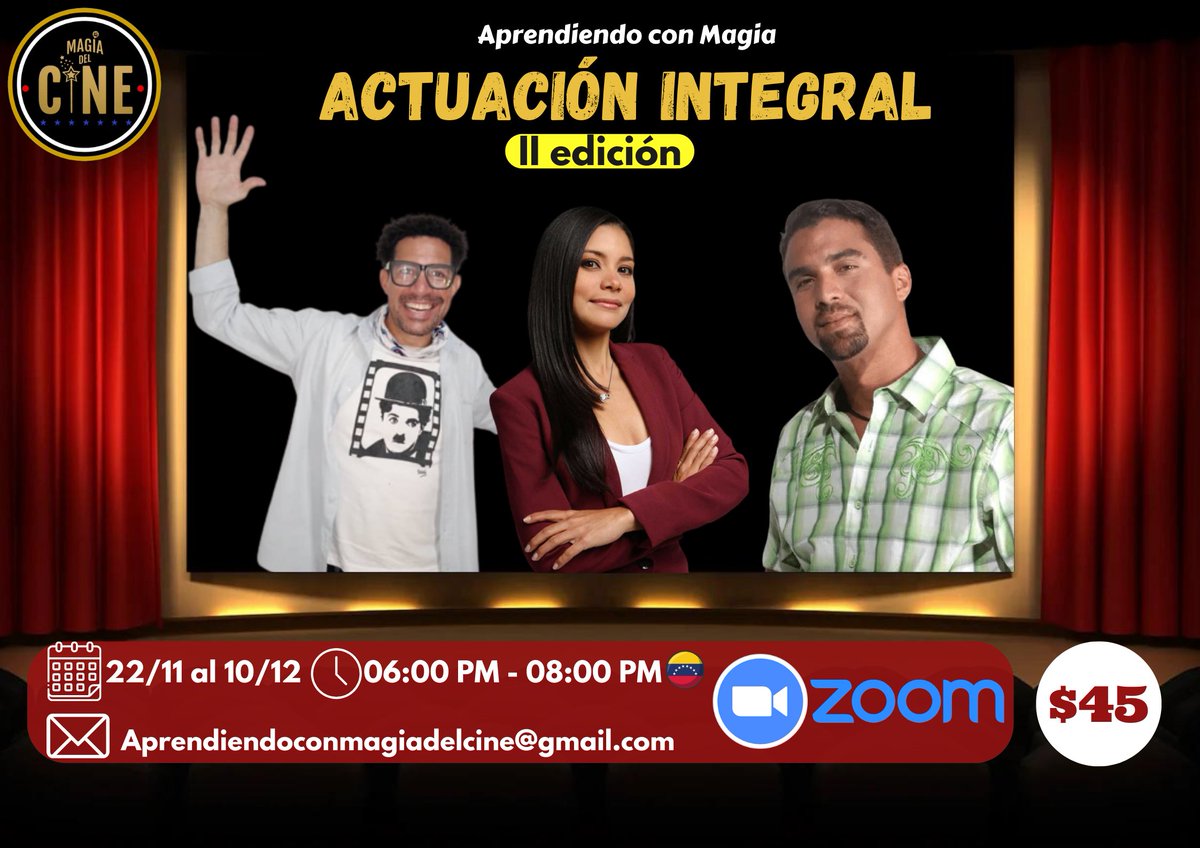 #APRENDIENDOCONMAGIA || "Actuación Integral” es un taller académico 100% online que ofrecerá la oportunidad de adquirir un conocimiento base acerca de las artes escénicas profesionales a jóvenes actores de cualquier lugar del mundo

Escríbenos al DM para recibir más información.