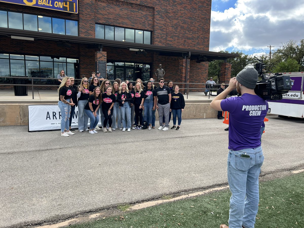 cowgirl_bball's tweet photo. We were honored to be recognized for our ASC Championship at today’s football game! 🤠💍 Looking forward to another great season. Go Cowgirls! #OneBeat #ProtectTheCulture https://t.co/o4O7cpMO14