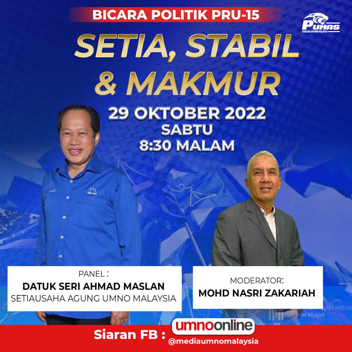 ahmadmaslan's tweet photo. Setia, Stabil, Makmur
#KestabilanDanKemakmuran
Sila tonton #FBWatch kami
Tkasih banyak https://t.co/0VZiwyAiLI