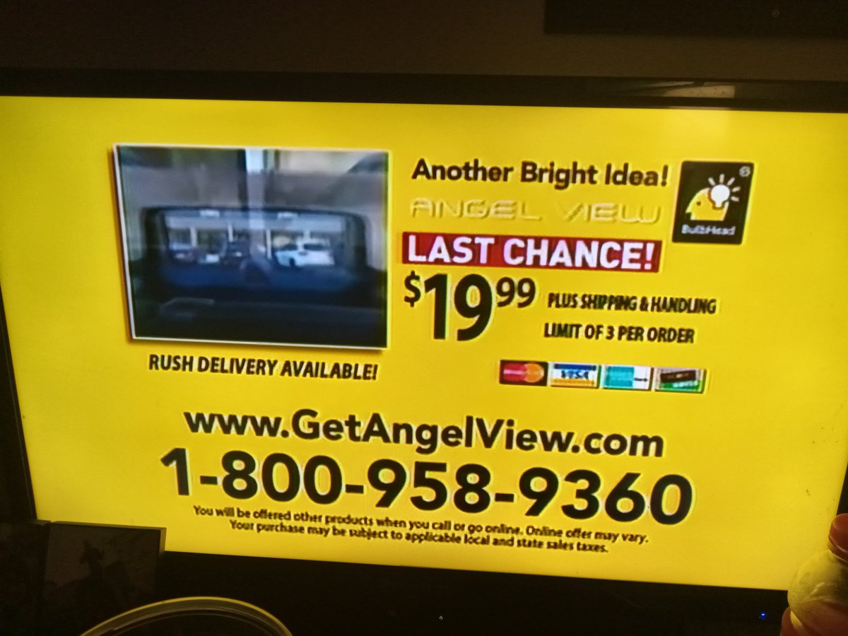 Goathooter's tweet photo. I don't even have a car but I want this angel view mirror now in case I ever have a car that way I can use it. #metv #Svengoolie #bulbhead #angelview https://t.co/o4vwHBGzD3