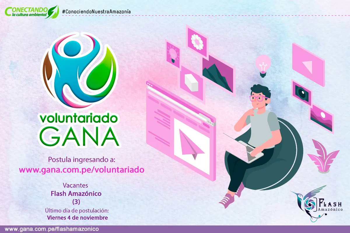 nuevaamazonia16's tweet photo. #VoluntariadoGANA
#TeamGANA
https://t.co/vmmY3Xb9ZK 🐊

✅ Únete a nuestro equipo de voluntarios y sé parte de nuestros programas institucionales: @flashamazonico, @sembrandovida_8 y @eduamazonica. 
✅ Postula ingresando a: 
https://t.co/qZupwJl2s8 https://t.co/cg9Mcwjw1K