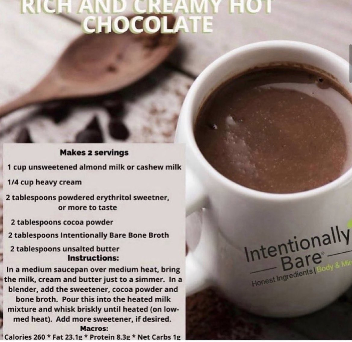 Cooler fall days calls for Hot Chocolate. 

Try this #ketoFriendly hot chocolate recipe.

#ketohotchocolate #ketorecipes #ketodrinks #ketofoodie #ketoholidays #ketoweightloss #ketofriendly #ketocommunity #ketoliving #ketoforhealth