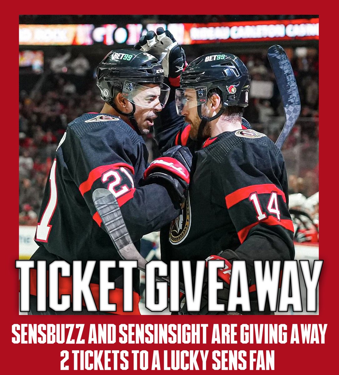 <a href="/sensinsight/">Syed Omair</a> and I are giving away two 300-level Tix to a lucky fan! Rules:
1) Must be following the two of us
2) Like and RT this post
3) Tag any and as many friends you'd go with!

BONUS: Head over to Instagram for a bonus entry under a joint post there! #GoSensGo #Sens