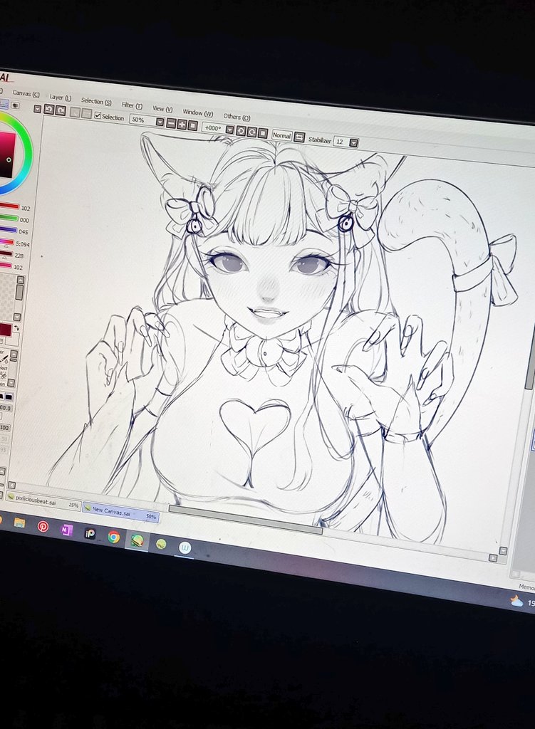 bachiilla's tweet photo. say meow🐾 
Work in commisions ~•^•
#WIP #neko #nekogirl #kawaiisketch 
#illustration https://t.co/5KpceKFOnH