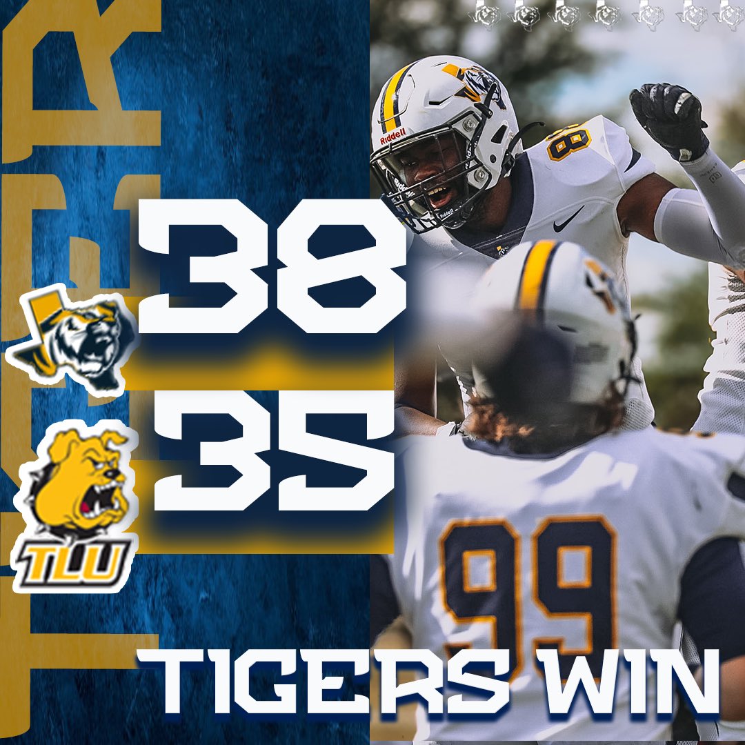 #TIGERSWIN 

<a href="/Cbanks_13/">Cornelius Banks II</a> | 316 Passing Yards | 2 TD’s 
<a href="/YOUNG_SBG/">Coleman melek</a> | 65 Rushing Yards | 1 TD 
<a href="/joey_verret5/">Joey Verret</a> | 11 Tackles 

#Henotace #TigersUnite #TexasTigers