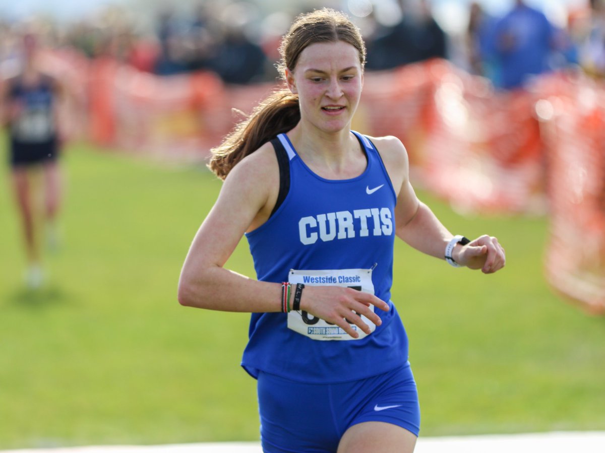 Eliza White of Curtis wins the 4A race at the Westside Classic in a time of 18:21.4