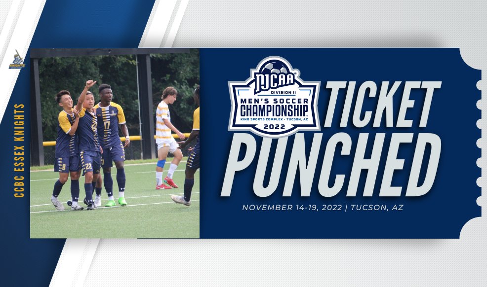NJCAA_Soccer's tweet photo. First 🎟️👊 to Tucson!

CCBC Essex earns a spot in the #NJCAA Soccer DII Men's Championship by winning the Mid-Atlantic District.

https://t.co/lCYcmsseWE https://t.co/HIJ2vmewuA