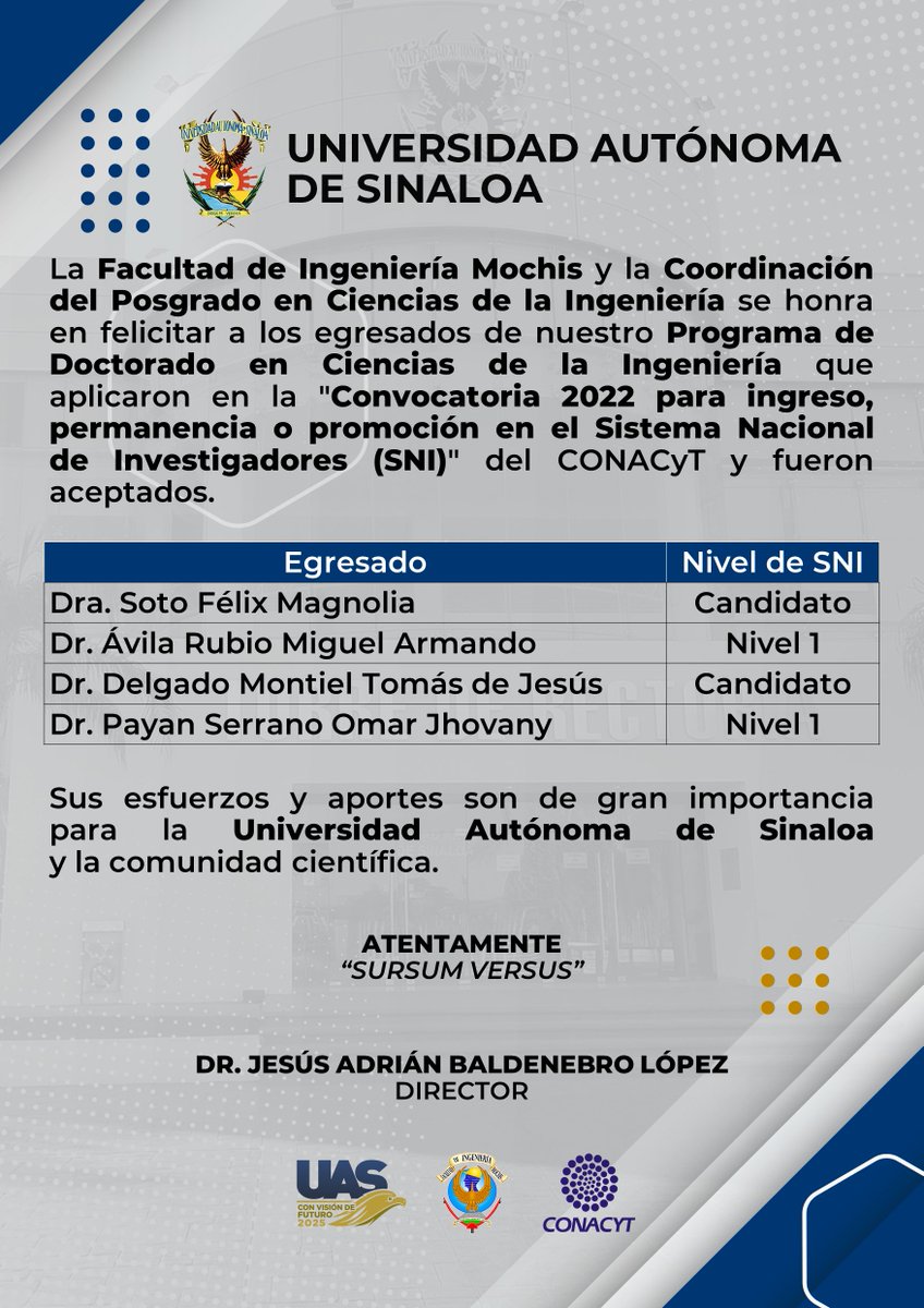 Posgrado en Ciencias de la Ingeniería - UAS tweet media