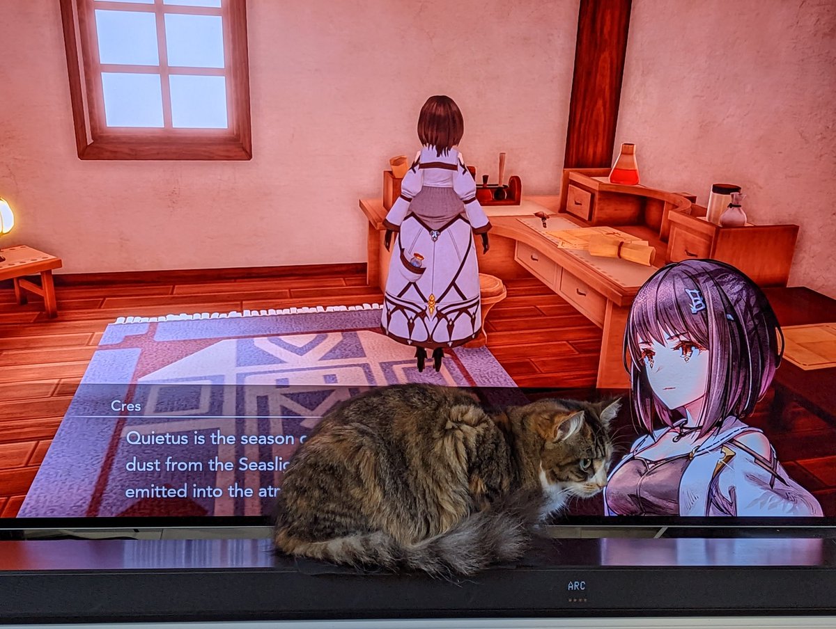 Kikirollsdice's tweet photo. Spoiler cat helps me play #Harvestella 
#gamingwithcats #gamercat https://t.co/2o1DYqqcw4