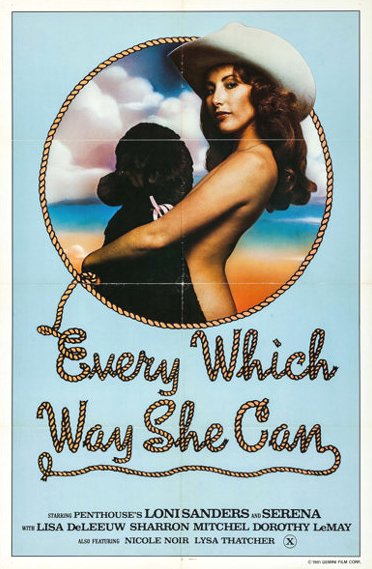 NatsuhikoDan's tweet photo. EVERY WHICH WAY SHE CAN (1981年)『ビッグ・ヒップ/放蕩女』※公開87年11月 (配給ミリオン) 映画の舞台はWestern Bar 兼 Strip Clubで Lサンダースの役名は”Clit Westwood "。オムニバス映画「Blue Ribbon Blue」にもシーン有り。#洋ピン #別冊スクリーン #昭和40年男 #LoniSanders #LisaDeLeeuw https://t.co/NyrW02p3bU