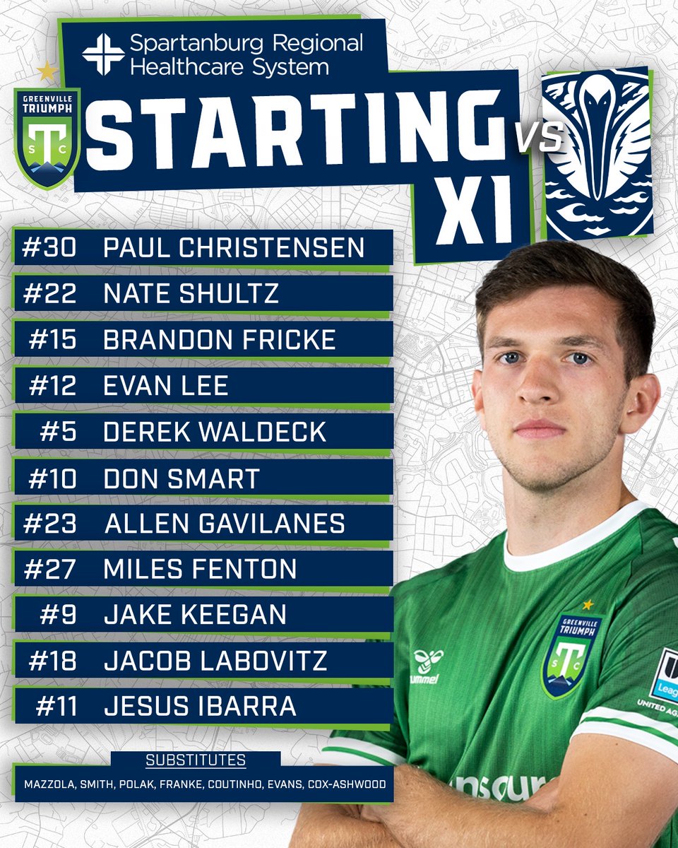 GVLTriumph's tweet photo. Here's how we're lining up in the Semifinal tonight! Just 45 minutes until we kickoff!
#GVLvTRM | #USLPlayoffs | #DefendThe864 https://t.co/SHryBaJfhZ