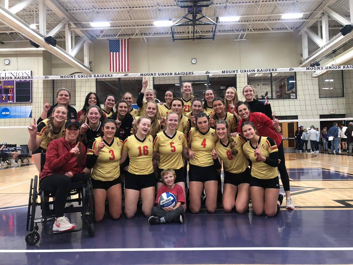 Ott_Athletics's tweet photo. VB: Otterbein - 3, Mount Union - 2 (FINAL) ... Cards rally from 0-2 hole to claim a five-set thriller with culminating score of 15-12! Morgan Hartman goes over 1,000 career kills and the program wins its first OAC outright regular-season title! More to come... 🏆🏐 https://t.co/738qxGIXrK