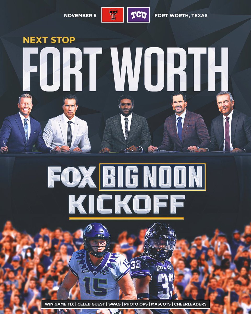 Next Stop on Big Noon Kickoff: Fort Worth 📍🙌 @TCUFootball | @TexasTechFB