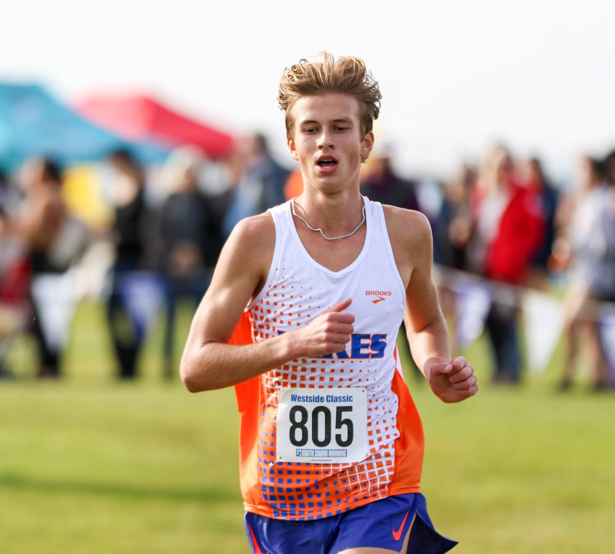 Cruize Corvin of Lakes sets the course record at the 3A Westside Classic in a time of 15:14.8