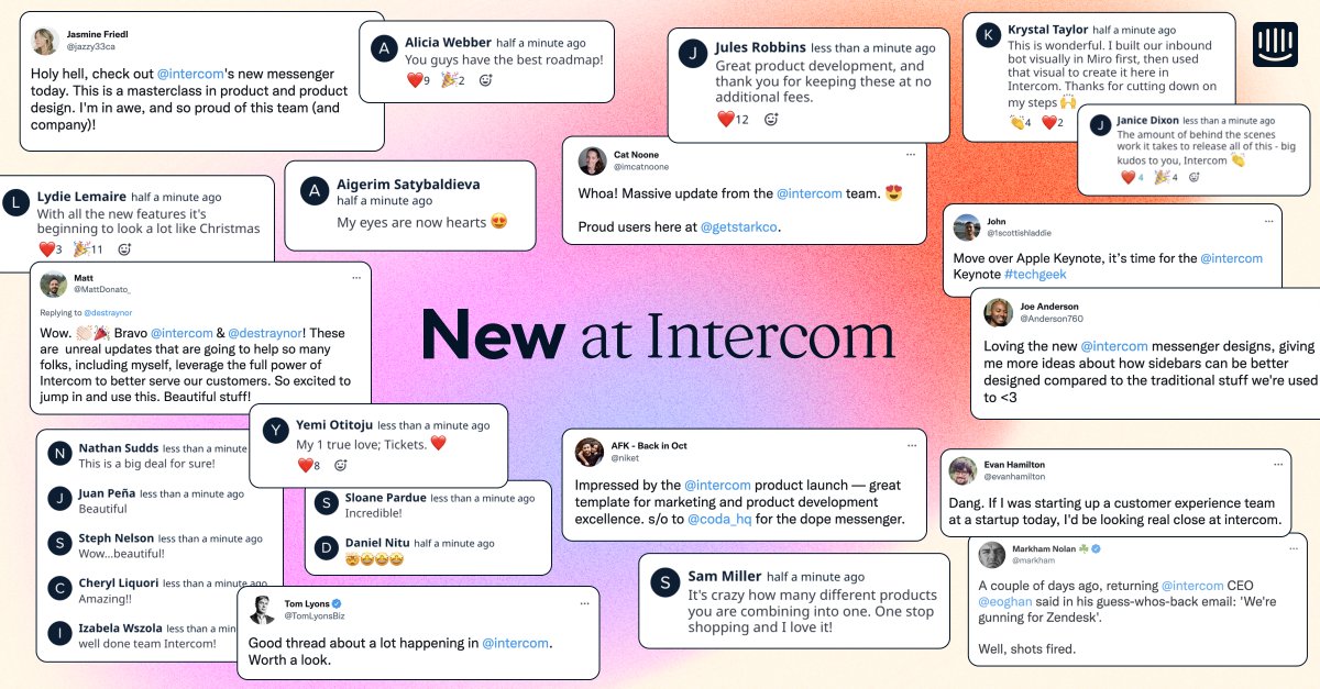 Loved seeing all the customer love for everything released at #NewatIntercom!

This launch event was filled with big announcements and even bigger support from our customers. All sessions are now available on-demand in case you missed it 💯 inter.com/3SMYoIj