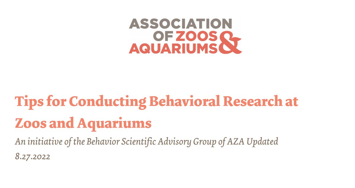 Are you interested in conducting behavioral research in an AZA-accredited zoo (perhaps as part of your graduate work)? If so, the Behavioral Scientific Advisory Group's new resource may be useful: #zoo #animalbehavior #research

assets.speakcdn.com/assets/2332/(a…