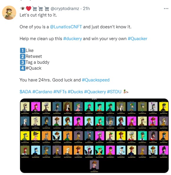 cryptodramz's tweet photo. This goes down tonight! You have 5 hours left to do what it says or forever hold your #Quack https://t.co/xoEpNkWnVU