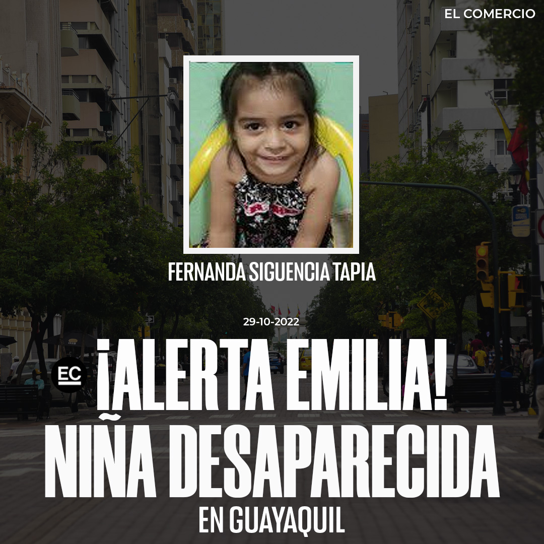 elcomerciocom's tweet photo. #ATENCIÓN | La Policía activa #AlertaEmilia por la desaparición de Fernanda Siguencia, de 3 años, en #Guayaquil » https://t.co/jSD0r92hLD https://t.co/MvfsW2d3L0