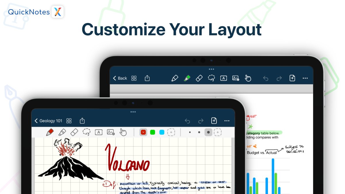 QuickNotesX's tweet photo. Leave conventions and imposed layouts to the past with QuickNotes X!
QuickNotes X lets you choose the Dual-Bar mode to have all the Tools and custom presets available at your fingertips👆, or enable Single Bar mode for a focused experience which fills the screen📱with your notes! https://t.co/wau0MkzYmy