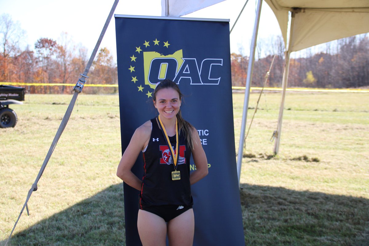 OHAthleticConf's tweet photo. Congratulations to Muskingum graduate student Macy McAdams, the 2022 OAC Women’s Cross Country Individual Champion! 🏃♀️🏆
#OACChamp https://t.co/qObuDLmYf4