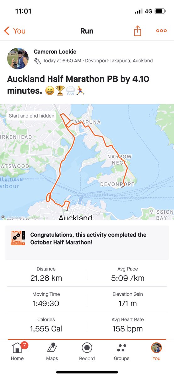 Auckland Half Marathon PB by 4.10 minutes. 😄🏆🌨️🏃‍♂️