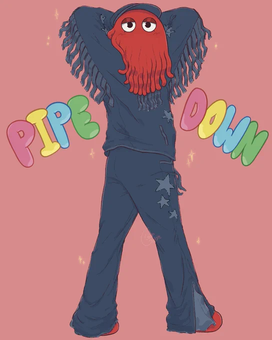 The worm in my brain tells me that I don't have the body type to pull of denim, but I just tell it to pipe down !#DHMISRedGuy #donthugmeimscaredfanart #dhmis 
