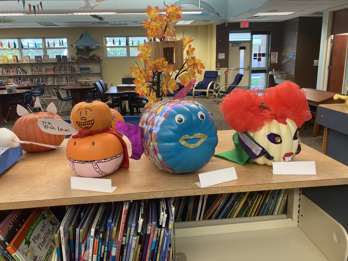 Our 2nd annual media center Family Character Pumpkin Contest was a success! School voting ends Monday. They’re ALL amazing. Here are just a few @BrookeHaleSPE @collierschools @spehawksnaples #CCPSMediaspecialist #libraries #mediacenters #ccpsproud #readersareleaders #spemediafun