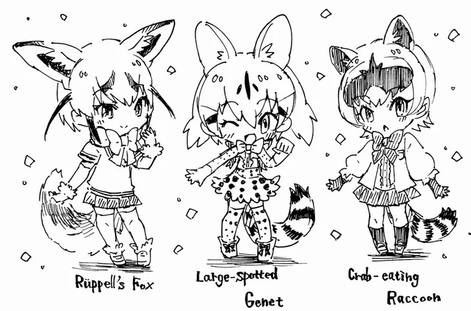 フレンズ〜🐾
#けものフレンズ
#今月描いた絵を晒そう 
