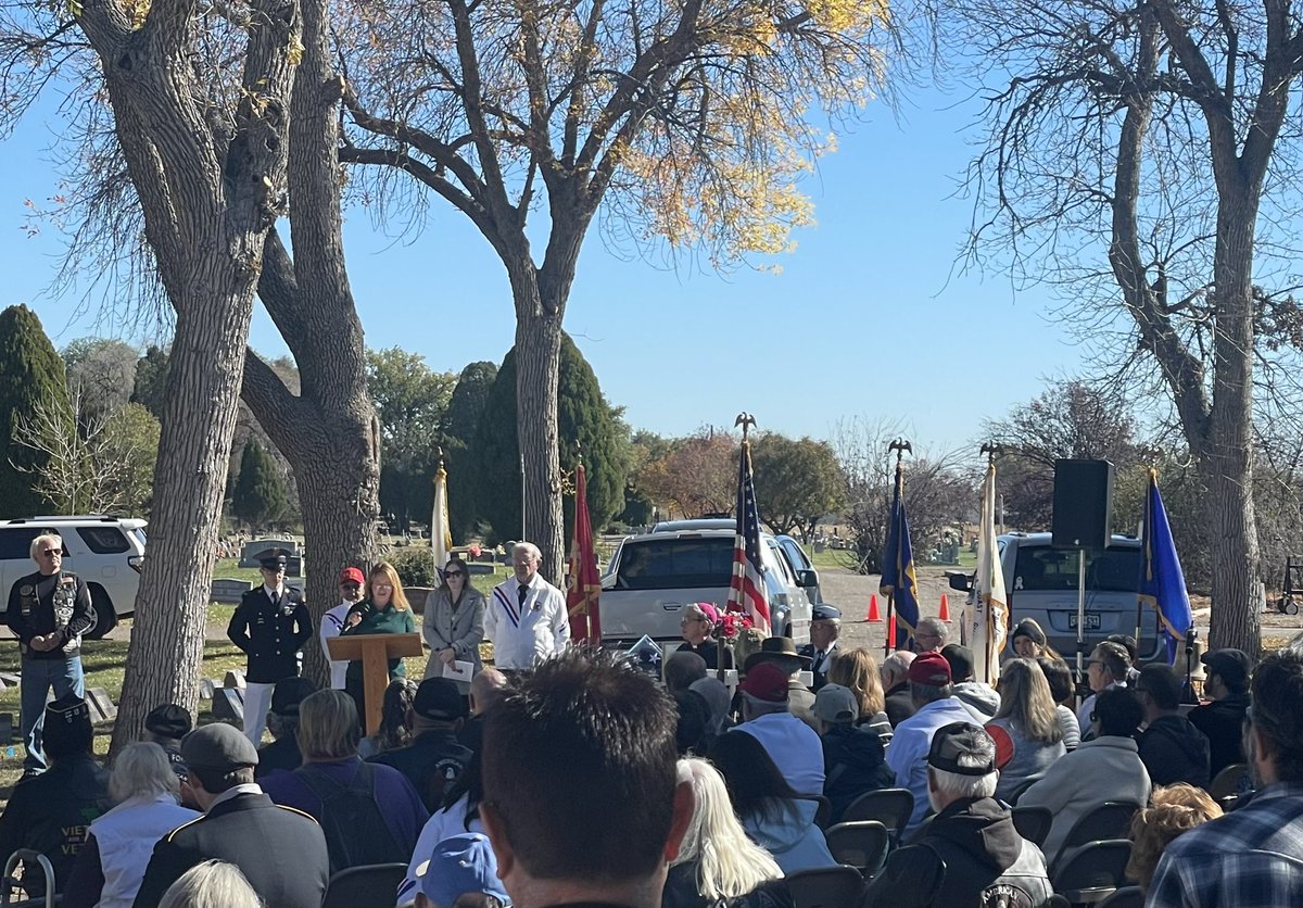 PamAndersonCO's tweet photo. What a moving memorial dedication in Pueblo today of Civil War veteran and Congressional Medal of Honor recipient Warren C. Dockum. Honored &amp; dedicated by his descendants, and local veterans. Roselawn Cemetery #historyrestored  @medalofhonor  #copolitics @LangSias @JohnKellnerCO https://t.co/6wtICnamqe
