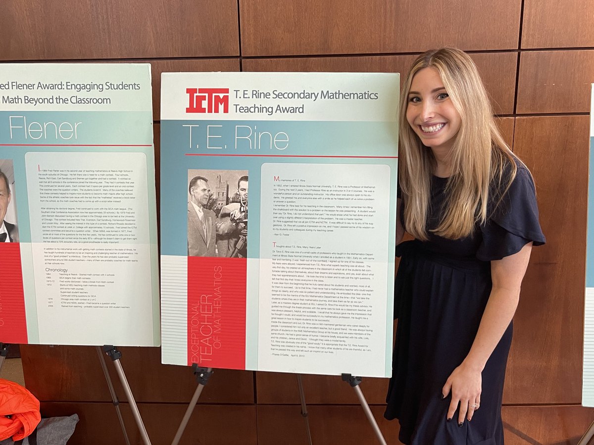 DaleLeibforth's tweet image. ETHS Math Teacher - Lara DeMoya - T.E. Rine Secondary Mathematics Teaching Award Winner! #ICTM2022 #ICTM22 ⁦@MathICTM⁩ ⁦@ETHSMathematics⁩