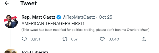 Dubhghlas's tweet photo. @Karmyk_Li8erati @RepMattGaetz I think this is what he really meant. https://t.co/hbZMuWO7tx