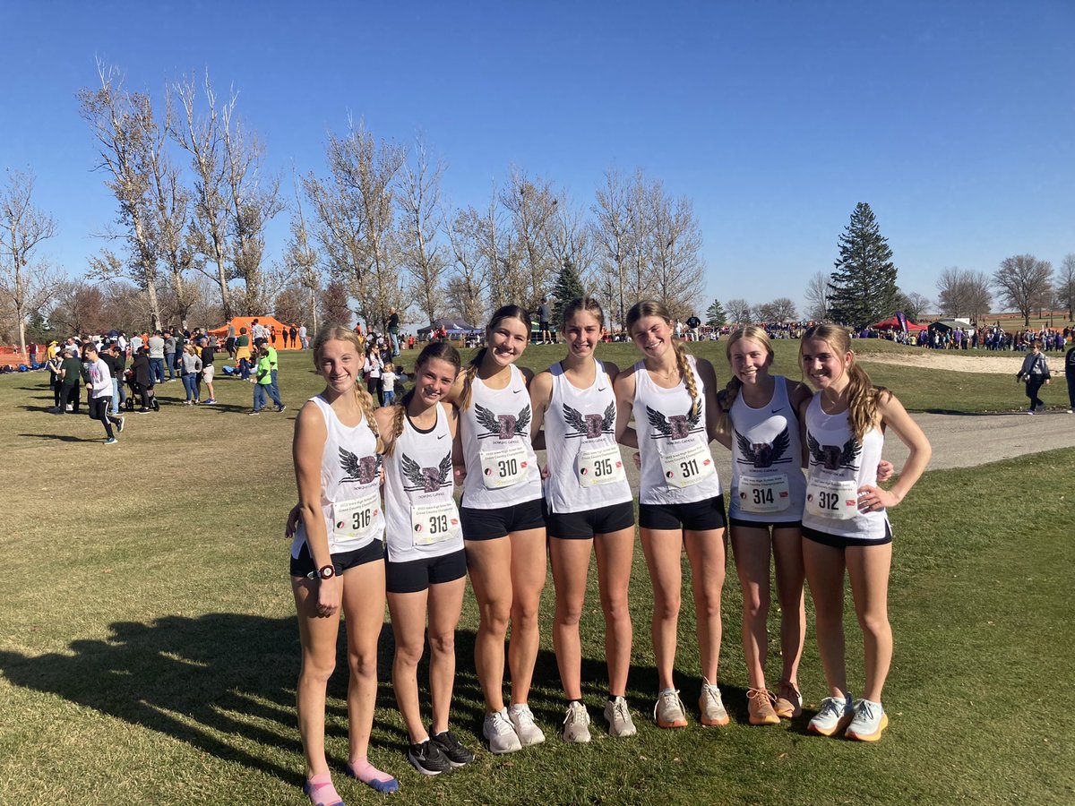 DowlingXc's tweet photo. Top 10 in the State!!! Proud of these girls and all their hard work! 
🏃‍♀️ 
Going to miss our seniors very much! 
#RollRoons https://t.co/BF00PmOdMF