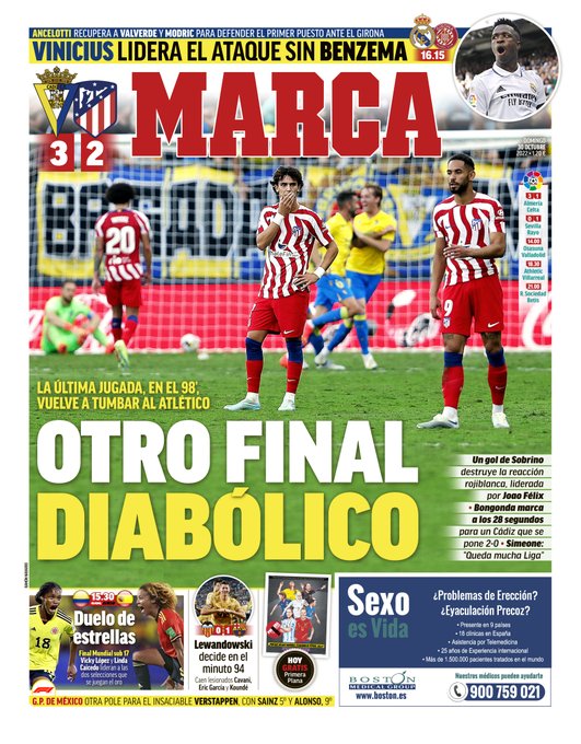22年10月30日の4大スペインスポーツ紙一面まとめ スペインサッカーに魅せられた男のブログ