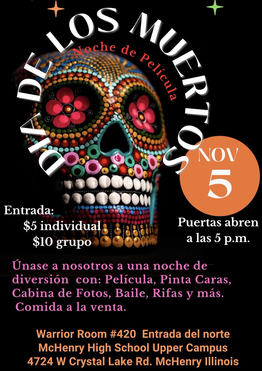 Sr_Corzo's tweet photo. Venga celebrar #Diadelosmuertos con el grupo de @laso156. Es la cuarta celebración para el grupo. Tendremos lotería, película, música, baile, y rifas. 

No sería un evento Latino sin comida y una piñata. Tendremos tacos a la venta. https://t.co/f8XDLkW35g