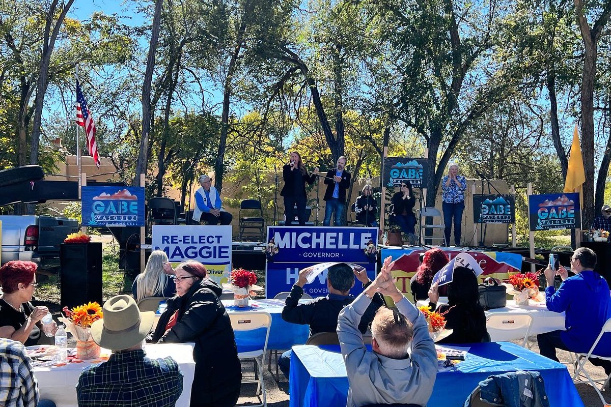 MelanieforNM's tweet photo. Valencia County knows how to throw a party! Mariachis, chicharrones, and red chile. Every day to Election Day, we're  on the trail calling, knocking, and rallying to #KeepNMBlue. #LosLunas #Peralta #BosqueFarms #Belen #Tomé #MeadowLake #NewMexicoTrue https://t.co/GhDmfaYVuu