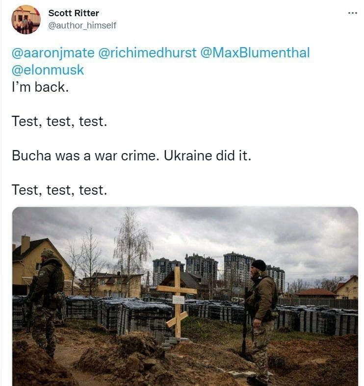 Скотт Риттер <a href="/author_himself/">Scott Ritter</a> вернулся в Твиттер.
<a href="/elonmusk/">Elon Musk</a> обещал большие изменения в Твиттере.
Но... не сегодня. 🤡
Первый же твитт Риттера саппорт забанил.
А почему? Потому что главную повестку никто отменять не собирается. 🤷‍♀️