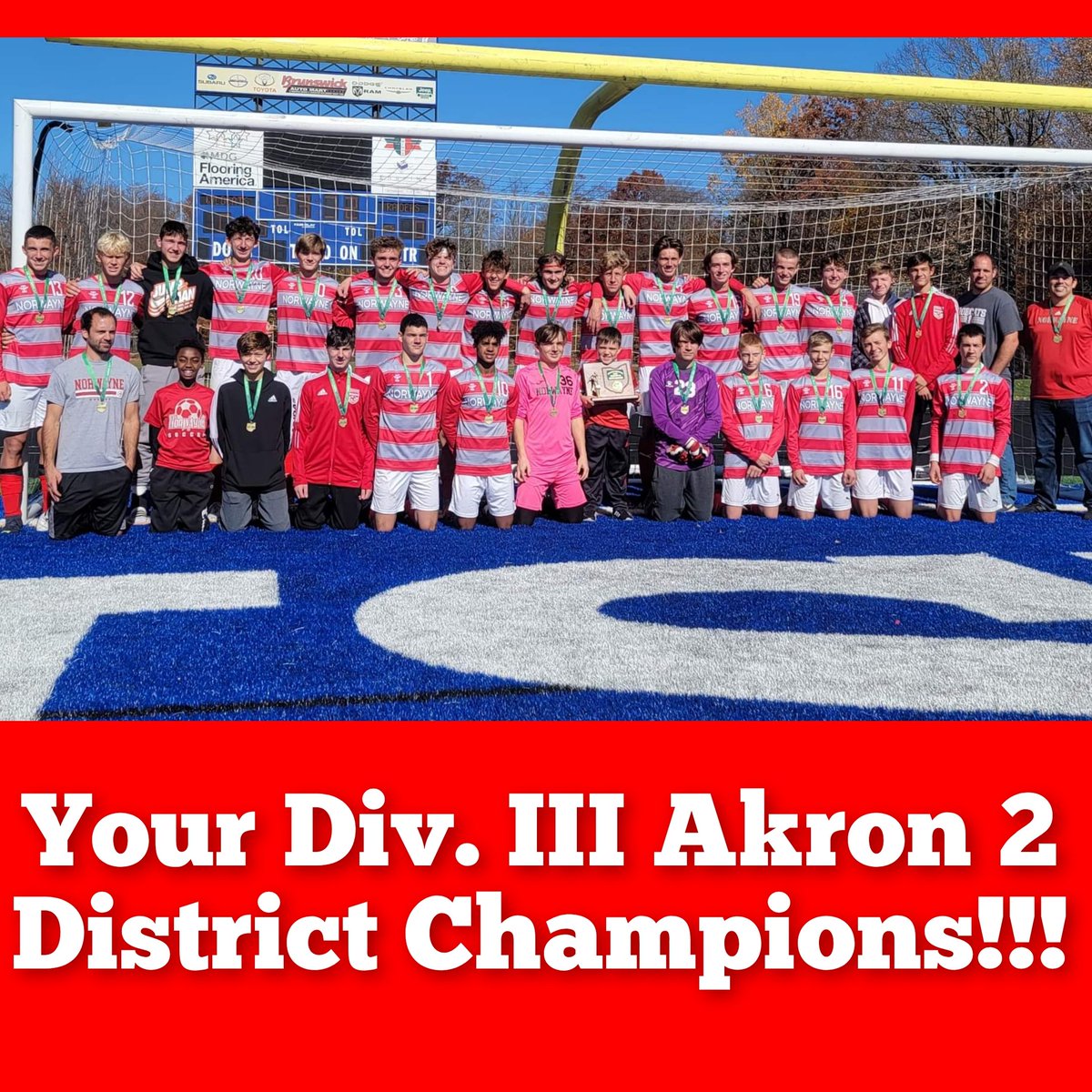 BSOC: Congrats to your Div. III Akron 2 District Champions, Norwayne Bobcats!! The 'Cats wok 4-0 today behind Trey Bayless hat trick and Jason Ruetter tagged in a score..thanks to Samira Zimmerly for the picture #TDR