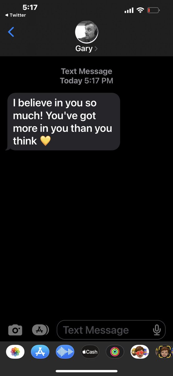 RICHARDSONGRP20's tweet photo. I don't know what program @garyvee uses for his texts but they are unbelievably well timed. I started radiation treatments on Thursday and feeling tired today then get the random text from Gary V. I don't care that it wasn't directly for me, I still benefited from it. https://t.co/g1XnvnjGYt