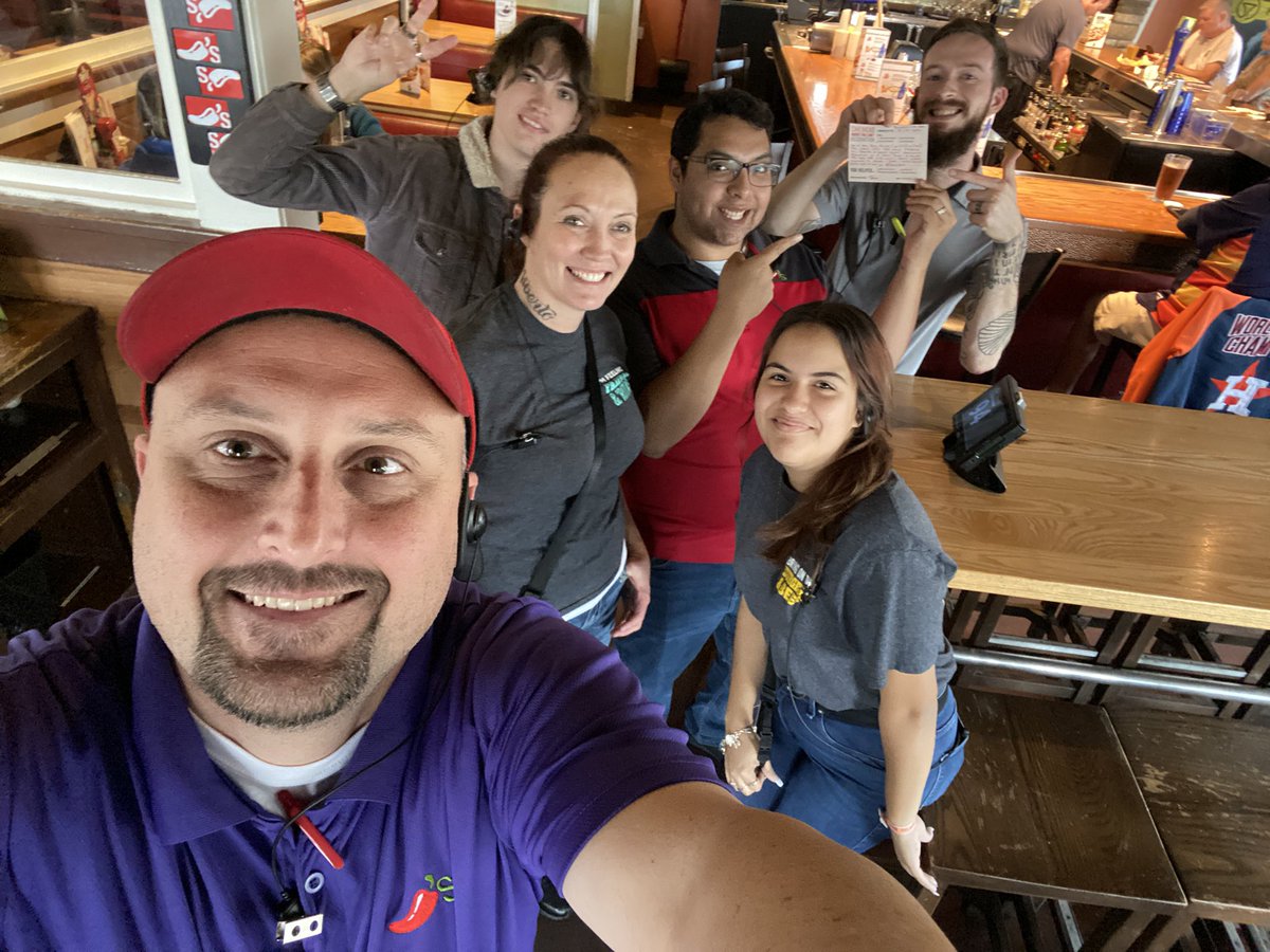 TerryDmuir's tweet photo. Congrats to both G and B!! A busy Friday @Chilis LC - game 1 of the @astros in the World Series - up 10% in sales AND delivered a ZERO dine in GWAP!  Ty for #BuildingSales while taking great care of our guests! Now that’s what I call #ChiliheadCool https://t.co/6g6KqhhHyw