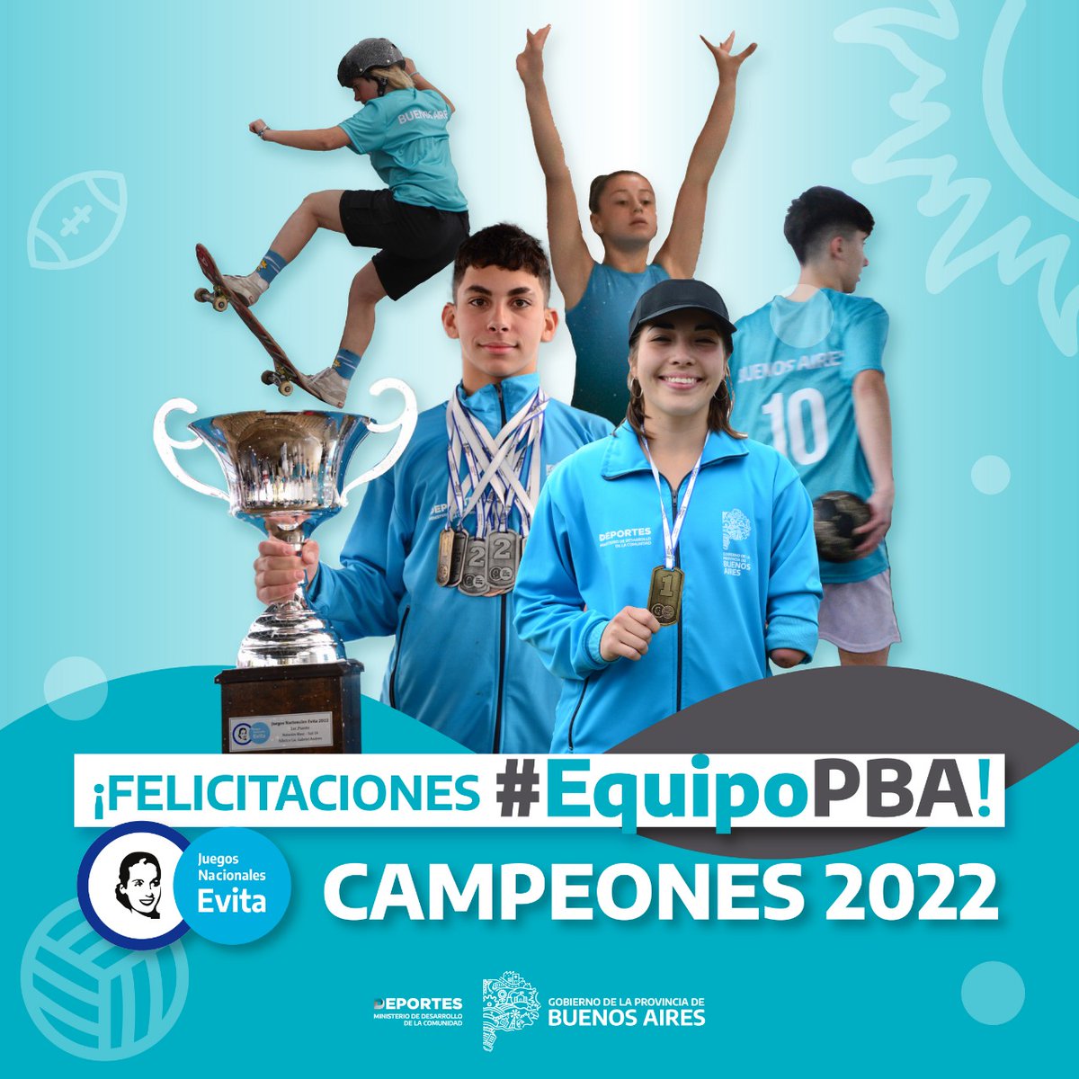 ¡Somos campeones otra vez! 😎🏆 La Provincia de Buenos Aires finalizó en el primer lugar del medallero en los Juegos Nacionales Evita. 🥇 87 🥈 58 🥉 32 ¡Un aplauso para el #EquipoPBA! 💙🤍 #JuegosEvita #InspiraDeportePBA #DeportistasBonaerenses #ComunidadDeportiva