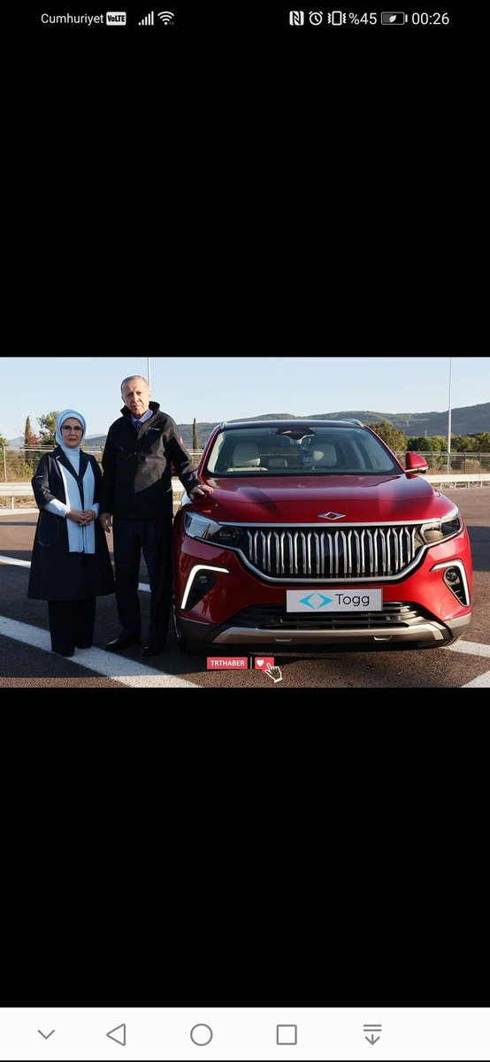 Yerli ve milli otomobilimiz #TOGG 
Ülkemize ve milletimize hayırlı olsun.
 🇹🇷