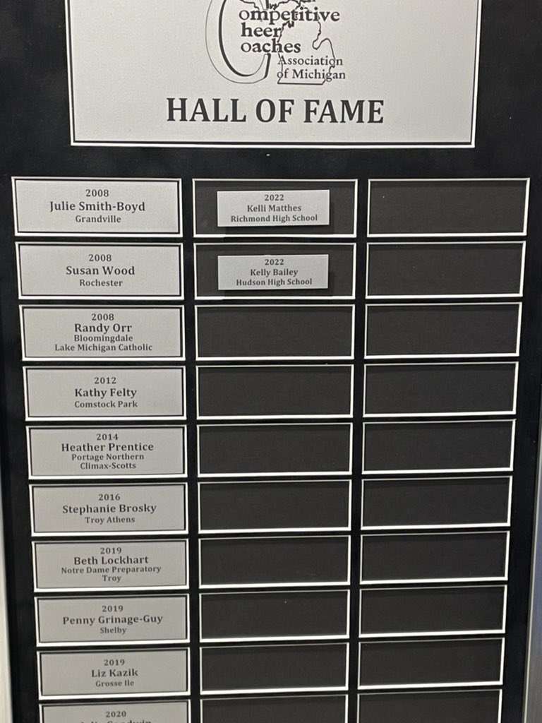 ZachDantesDiary's tweet photo. 📣 Congratulations to Coach Kelli Matthes on her induction into the 2022 Competitive Cheer Coaches Association Of Michigan (C.C.A.M) Hall of Fame in Lansing!! She was also presented with a gift from her team with a C.C.A.M Hall of Fame ring. #GOBLUE https://t.co/7v4ofJhGYk