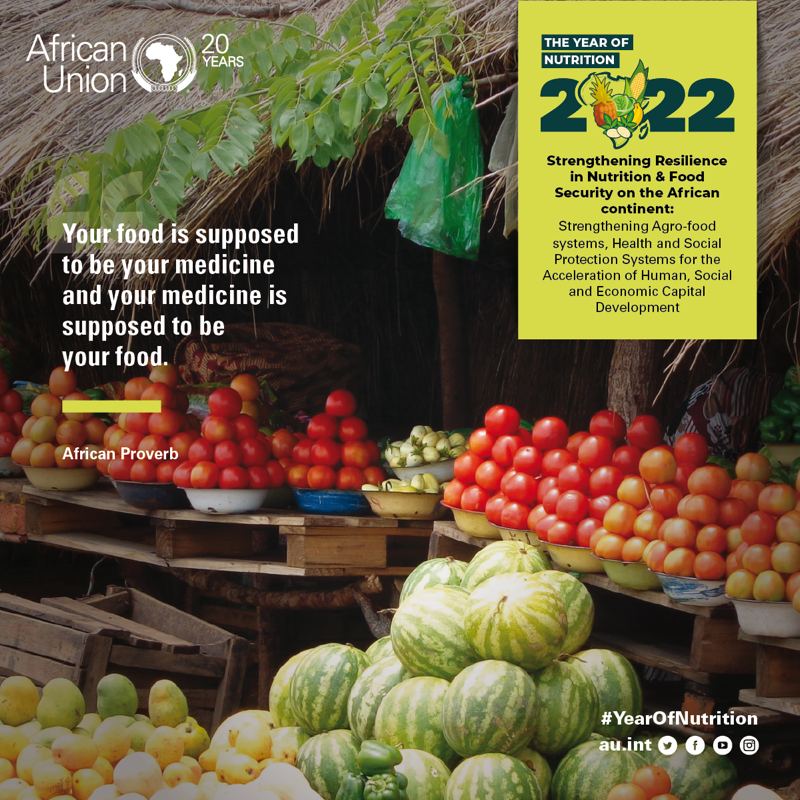 _AfricanUnion's tweet photo. Your food is supposed to be your medicine and your medicine is supposed to be your food.” African Proverb #YearOfNutrition