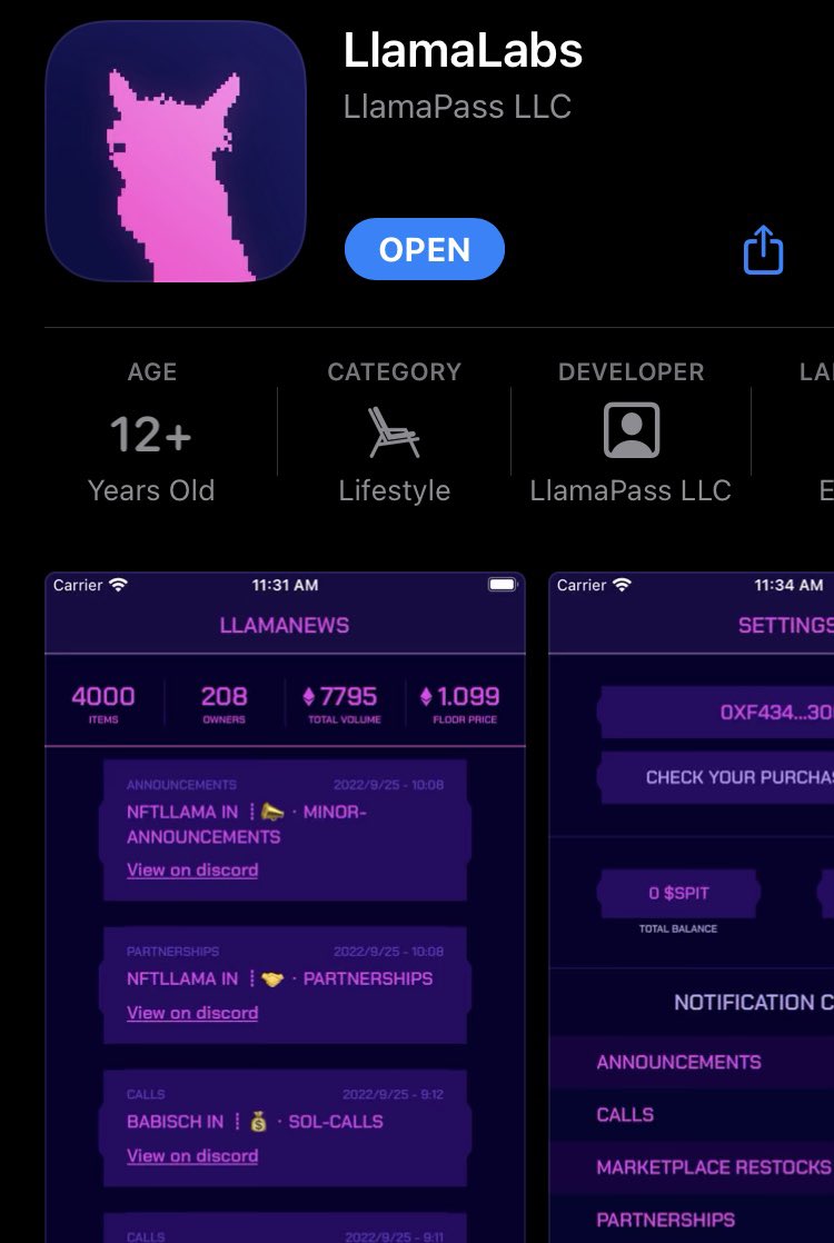 JackStickCandle's tweet photo. My time on Twitter and with NFTs has always been limited. Dad, husband, work, etc.

I cannot survive w/o efficiencies. I have to maximize my time.

That’s why I love the innovation of the LlamaLabs app. This is efficiency.

✅ Calls
✅ Restocks
✅ Partnerships
✅ Announcements https://t.co/MT4pgeytq6
