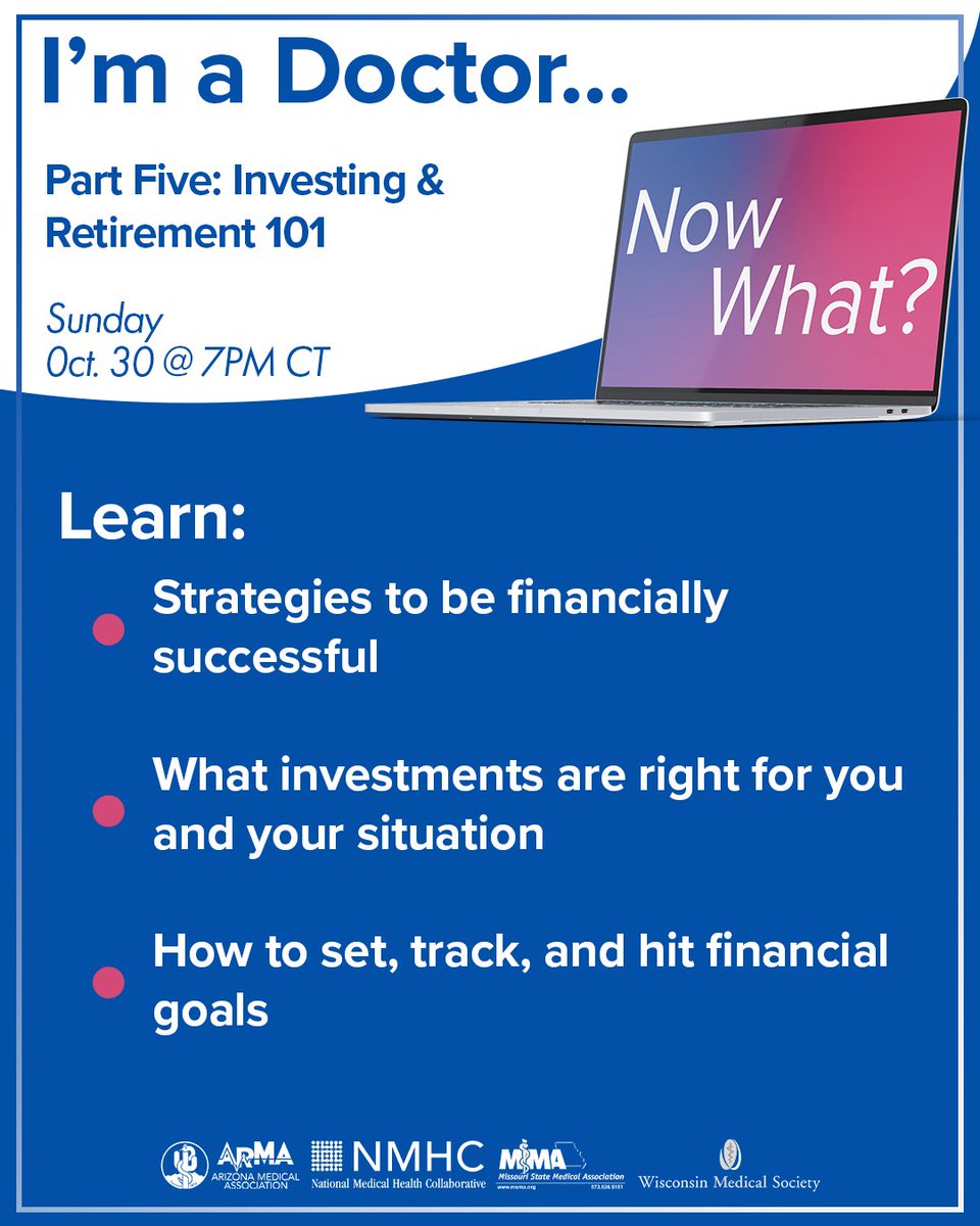 ArizonaMedicine's tweet photo. The more you plan for your retirement now, the more relaxing it will be later.
 
Join us tomorrow to learn how to invest for your future during our FREE six-part webinar series, "I'm a Doctor... Now What?” Register today via the link in our bio! https://t.co/Td4xVa82nx