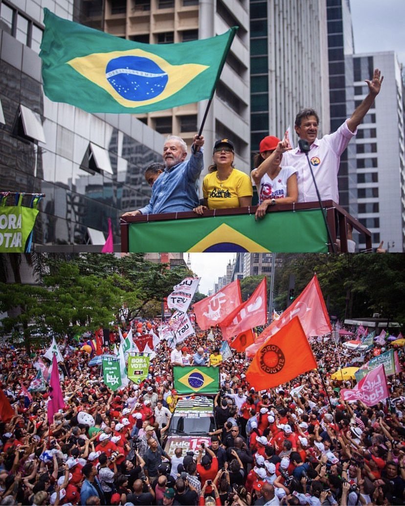 Haddad_Fernando's tweet photo. O povo caminhou hoje rumo à vitória do amor e da esperança em SP ❤️ 

É Haddad governador e Lula presidente pra mudar São Paulo e reconstruir o Brasil! VOTE 13

Foto: Diogo Zacarias

#HaddadGovernador13 https://t.co/4BEZkRsEsC