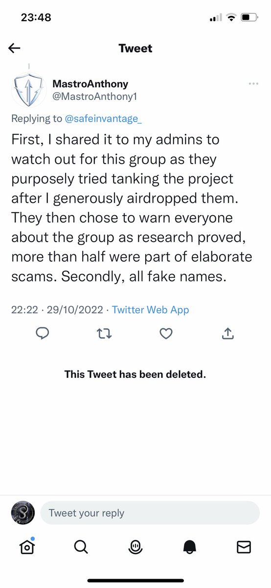 safeinvantage_'s tweet photo. @MastroAnthony1 don’t delete your tweet when evidence is produced that wholly discredits your fantasy. They’re real people that have not only received nothing for their investment but have also had their personal details illegally shared by you publicly #safemaxroi #safeinvantage https://t.co/xtlpmz0TxJ