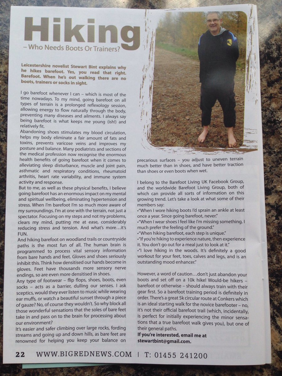 AuthorSJB's tweet image. For me, outside, too. I hike barefoot for well-being and good mental health reasons, both in urban and rural settings.